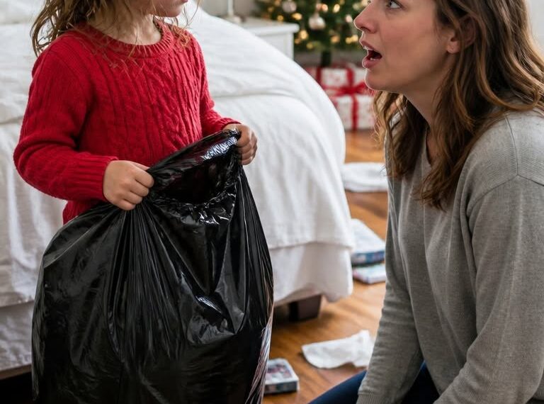 My 6-Year-Old Daughter Came Home from Her Grandmother’s Two Days After Christmas, Closed the Door, and Lifted Her Shirt: “Mom, Don’t Be Mad at Me.” I Saw a Black Plastic Bag Taped to Her Body and Marks on Her Back. I Didn’t Scream. I Saved Everything, Turned On My Phone Recorder, and Went to Confront Her. What Her Grandmother Confessed Changed Our Family Forever.