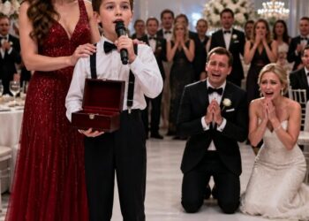 My ex-husband cheated on me, left me and our son, and still invited us to his wedding. During his speech, he laughed and said, “Leaving that trash was the best decision of my life!” The crowd burst into laughter. Then my son calmly took the microphone. “I brought a special gift for you, Dad,” he said, handing him a box. When my ex opened it, his scream silenced the entire room.