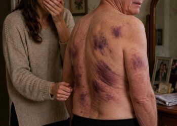 I came home to visit my elderly father, but when I offered to help bathe him, he shrank back in terror. “Please… don’t take off my coat,” he pleaded, his body trembling. The moment I carefully slipped it from his shoulders, I saw dark bruises and rope marks covering his fragile skin.