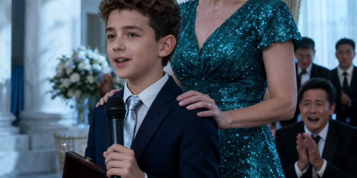Twelve Year Old Boy Stands Up at Texas Wedding with Silver Wristwatch