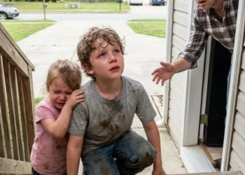 My six-year-old nephew dragged his broken leg across seven blocks of pavement to reach my porch, with his starving three-year-old sister clinging to his shirt. I was fixing a loose hinge when I heard scraping on the steps and turned to see him crawling toward me, pale, shaking, and whispering, “She locked us downstairs again.”