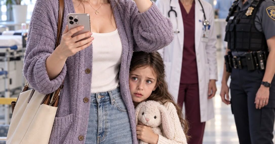 During bath time, my 6-year-old daughter suddenly burst into tears: “Mommy, it hurts so much where I pee.” I took her to the hospital thinking it was an infection, but the doctor went pale and whispered, “Call the police.” I stayed silent, pulled out my phone, and then a message from my husband arrived, revealing that he knew something I had never told him.